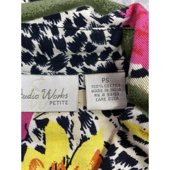 Studio Works‎ Jacket Womens Petite Small Multicolor Floral Animal Print Button - Picture 4 of 9